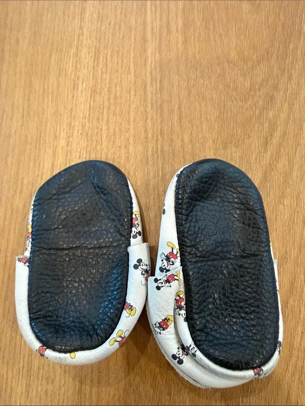 Freshly Picked White Mickey Mouse Print Baby Soft Sole Shoes